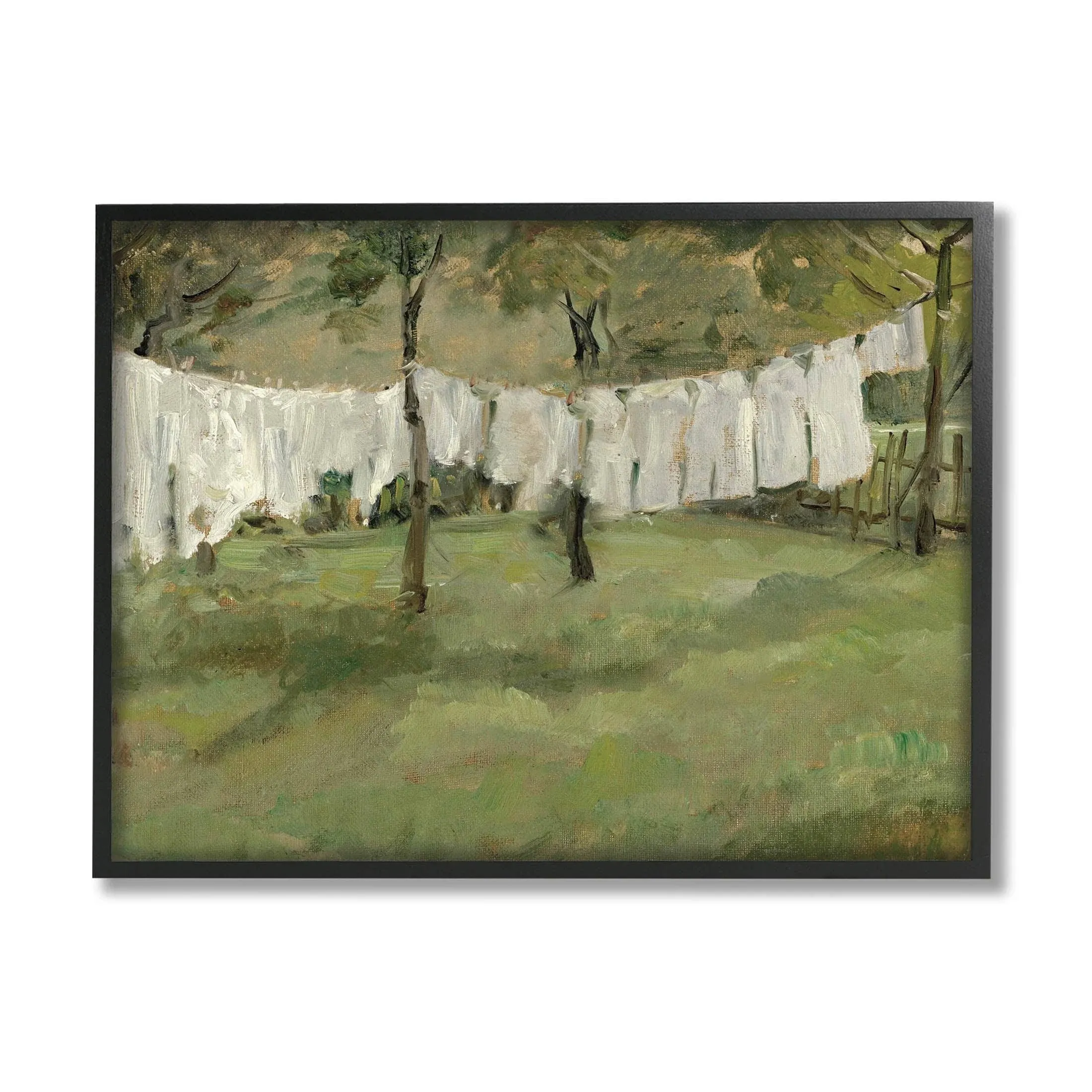 Stupell Soothing Yard Clothesline Scene Framed Giclee Art by Lettered and Lined