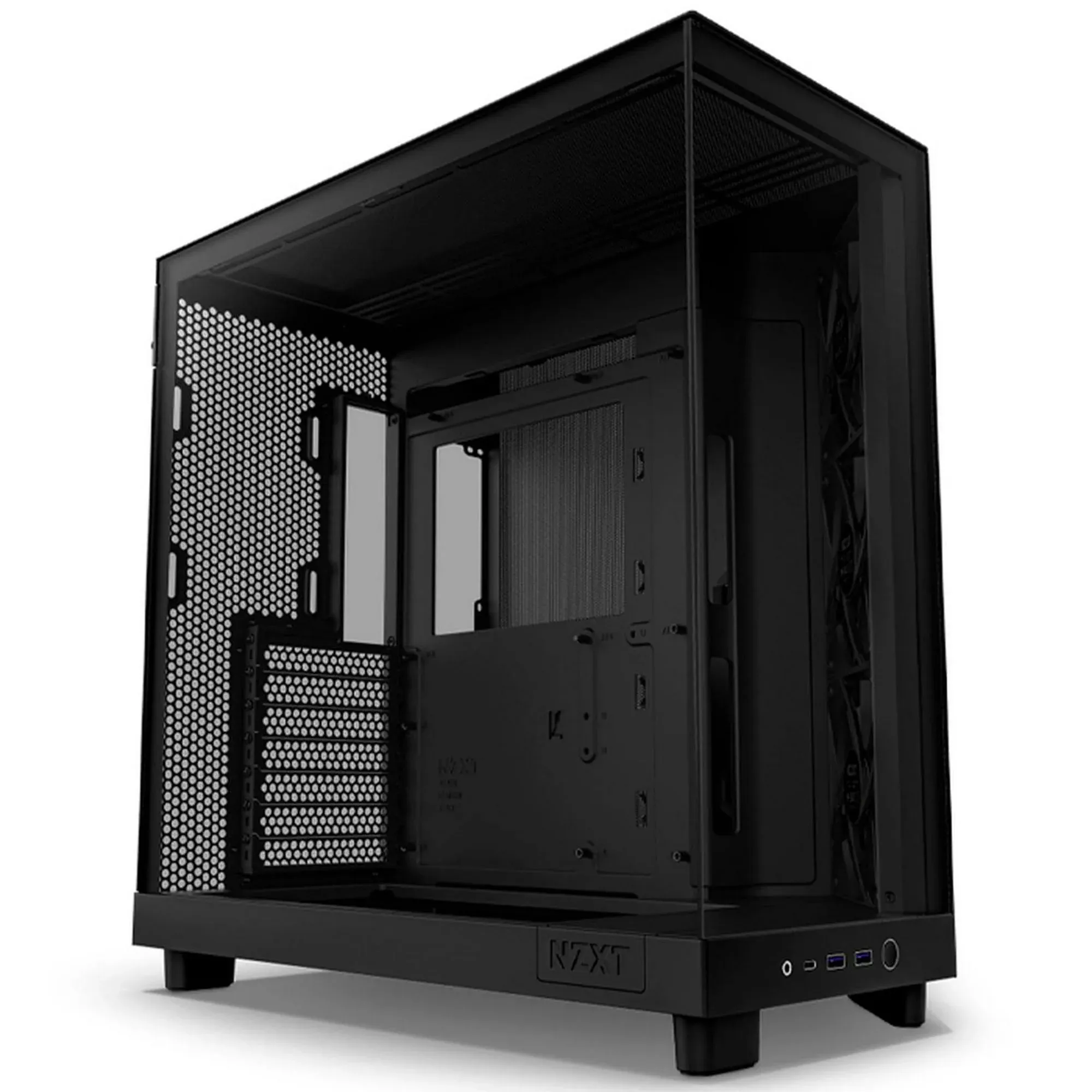 NZXT H6 Flow CC-H61FB-01 | Caja compacta de flujo de aire de torre media de doble cámara | Paneles de vidrio panorámico | Paneles de flujo de aire