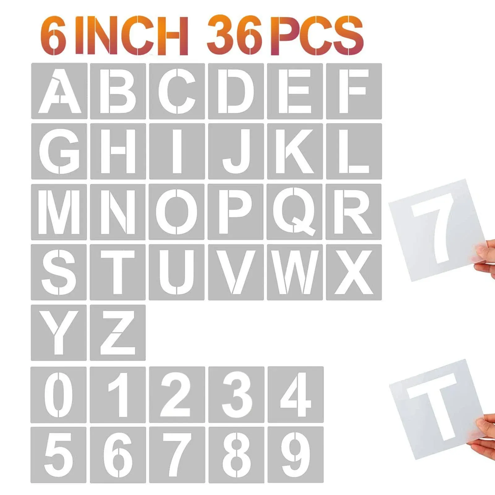 6 Inch Letter Stencils and Numbers 36 Pcs Alphabet Art Craft Stencils Reusabl...