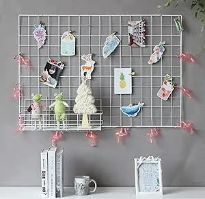 GBYAN Grid Wall Panel White Wall Grid Organizer Multifunctional Wire Wall Grid for Home and Office Photo Display