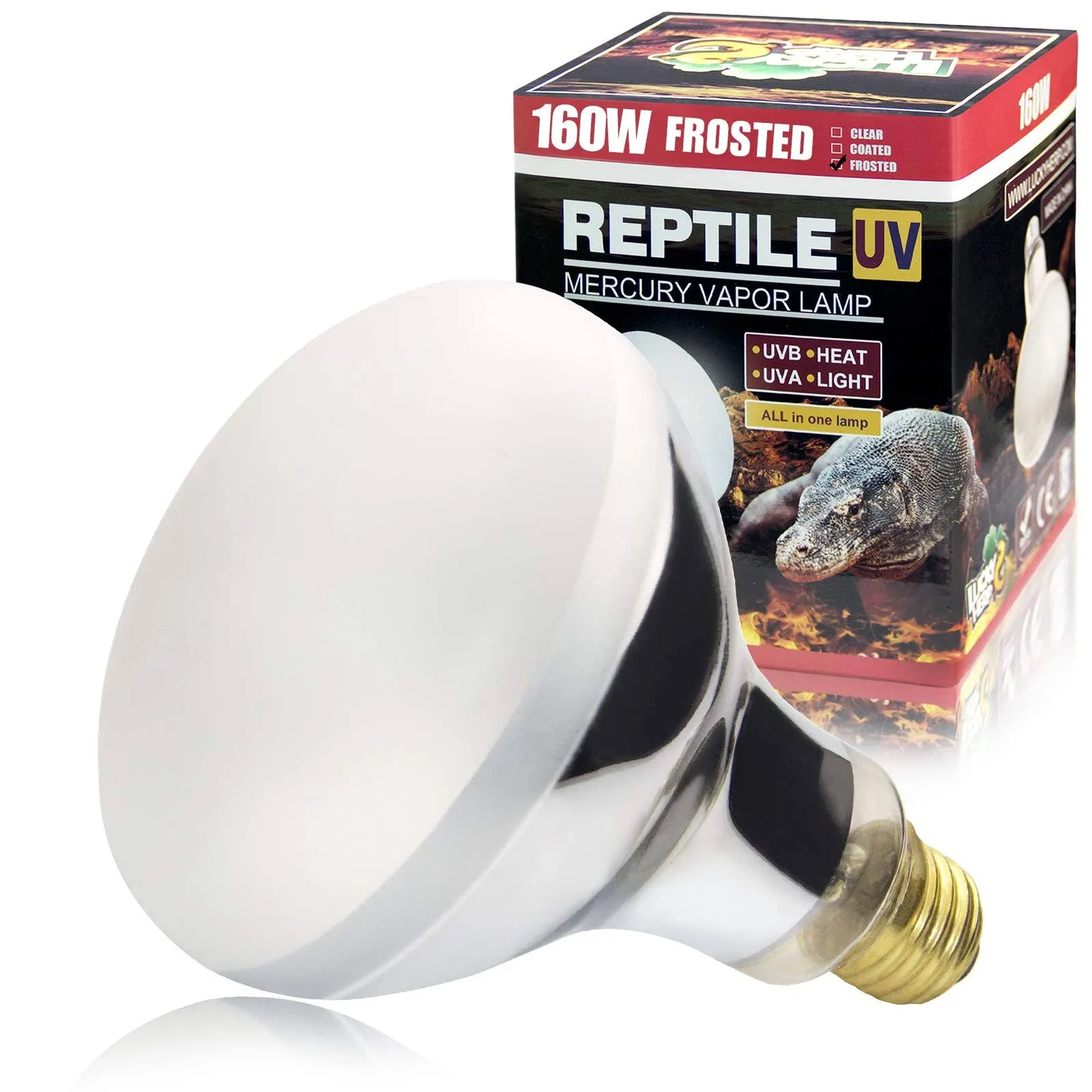 LUCKY HERP 160 Watt UVA+UVB Vapor Heat Lamp Bulb High Intensity Self-Ballaste.<wbr/>..