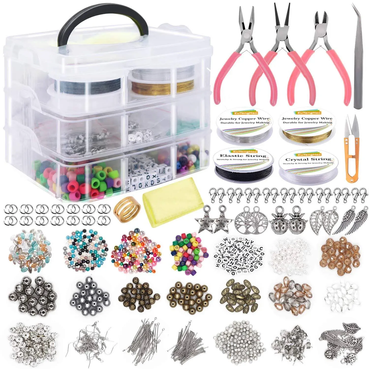 Jewelry Making Supplies Kit Includes Assorted Beads,Jewelry Charms Findings,P...