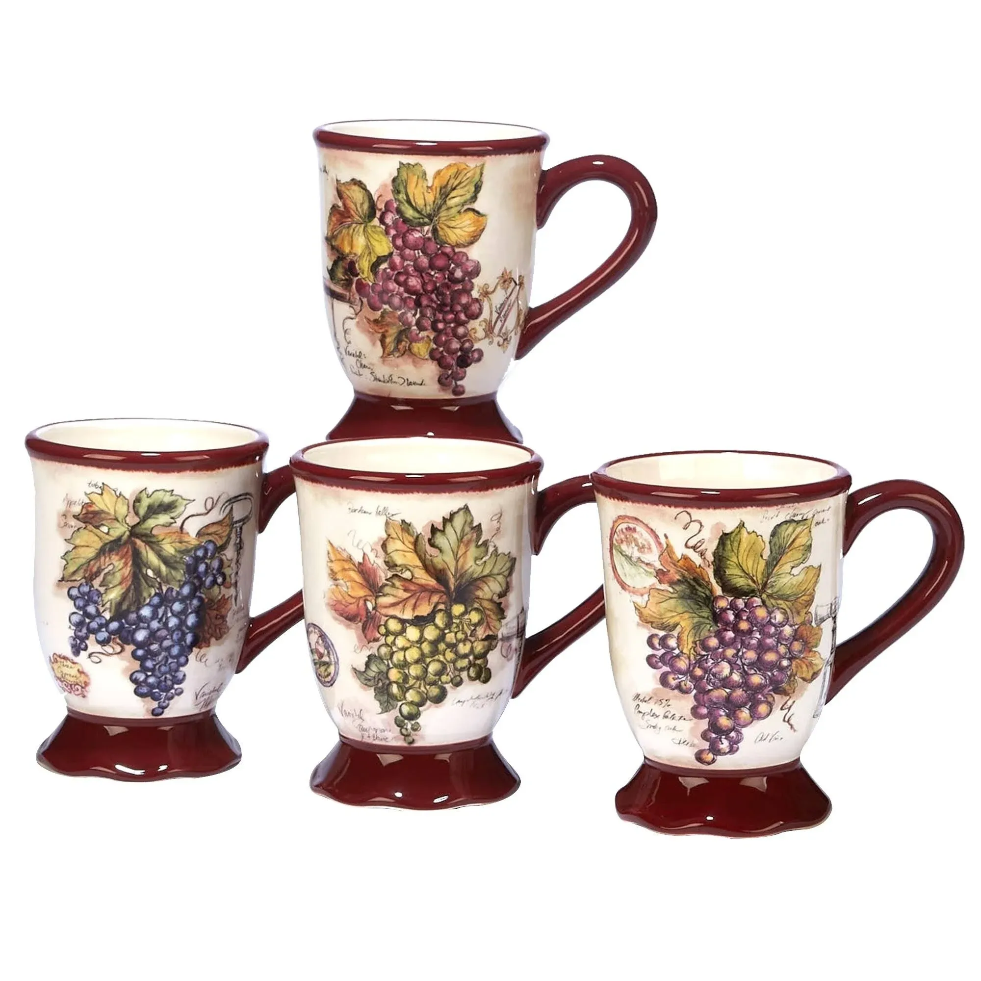 Certified International Vintners Journal 18 oz.Mugs, Set of 4 Multicolor 