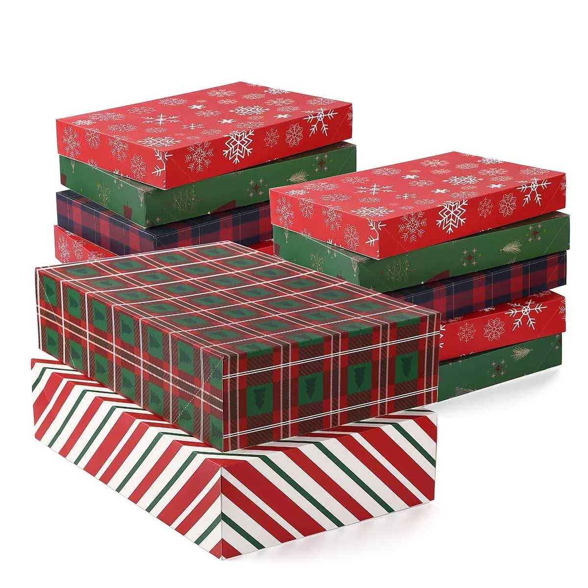 NUJOVI 13 Piece Christmas Gift Boxes with Lids Premium Robe Boxes with 4 Inch Deep and Shirt Boxes Also Good for Pants