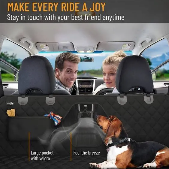 Active Pets Dog Car Seat Cover Car Seat Protector- Dog Seat Cover for Back Seat of SUVs, Trucks, Cars - Waterproof & Convertible Vehicle Dog Hammock for Car Backseat - Mesh Window- Black, XL