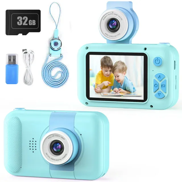 Purulu Kids Camera with Flip-Up Lens for Selfie & Video, HD Digital Camera with ...