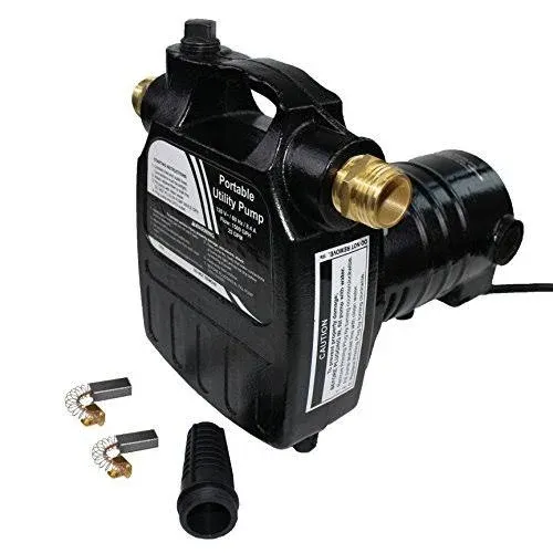 115Volt 1/2HP 1500 GPH Upgraded Heavy Duty High Pressure Cast Iron Casing Water Transfer Utility Pump with ON/OFF Switch,Brass Connectors and Suction Strainer Black