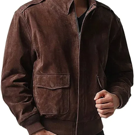 Men's Air Force A-2 Leather Flight Bomber Jacket (Regular and Big & Tall)