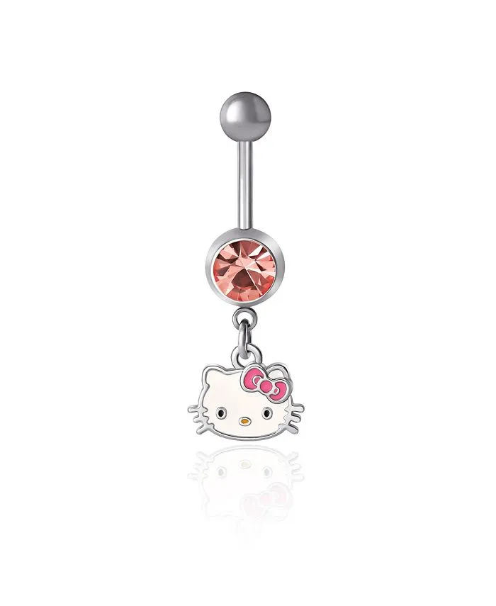 Hello Kitty Belly Button Ring 14g Stainless Steel Kawaii Belly Button Piercing Jewelry, Sanrio Official License