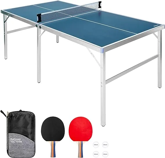 GoSports Mid-Size Table Tennis Game Set - Indoor/Outdoor Portable Table Tennis Game with Net, 2 Table Tennis Paddles and 4 Balls