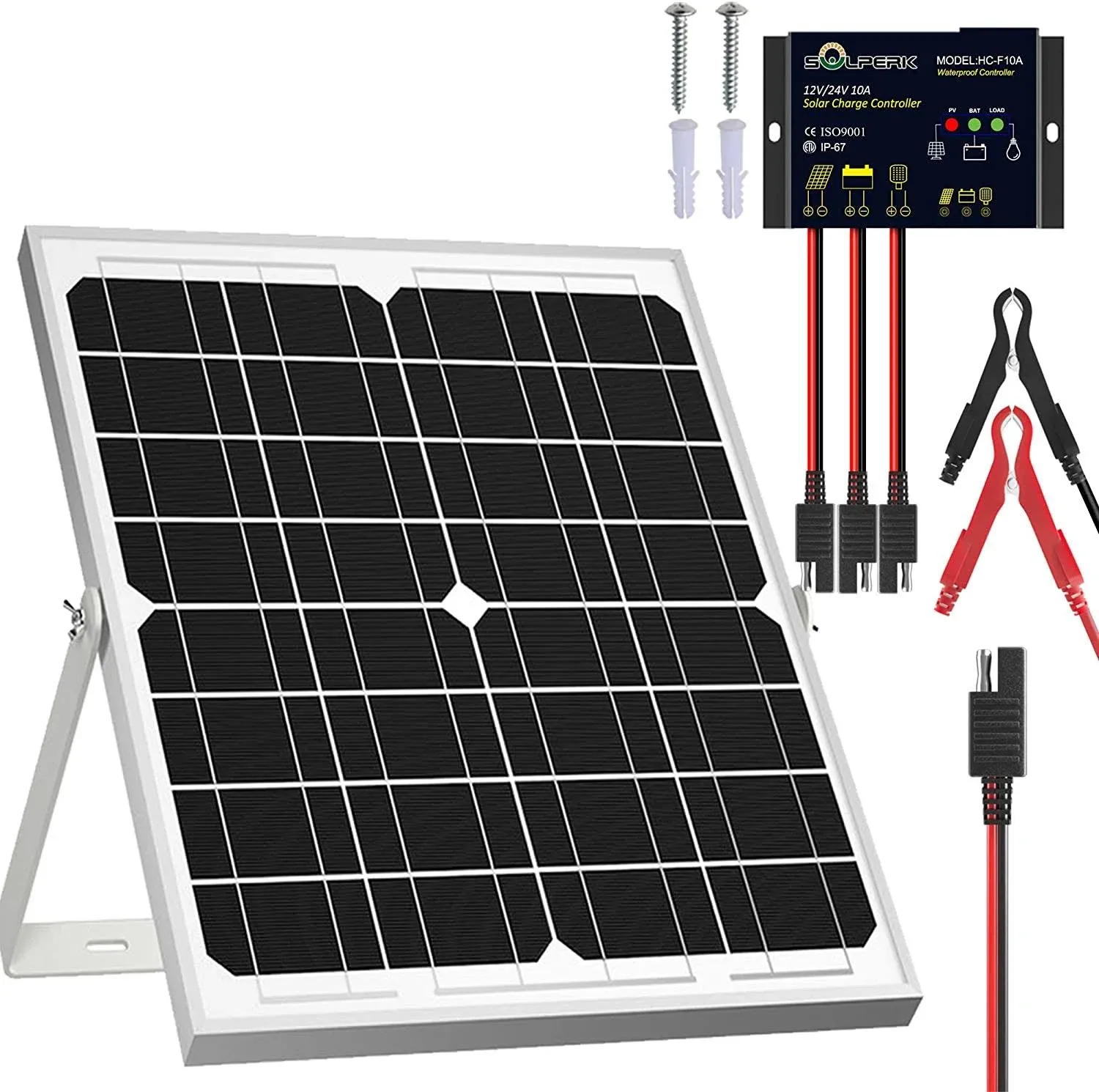 SOLPERK Solar Panel Kit 20W 12V, Solar Battery Trickle Charger Maintainer RV