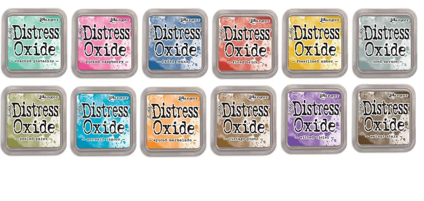 Ranger Distress Oxide Bundles - Includes 12 Distress Oxide Colors with PTP Flash Deals Detail Sticks Set 1-12 Ink Pads