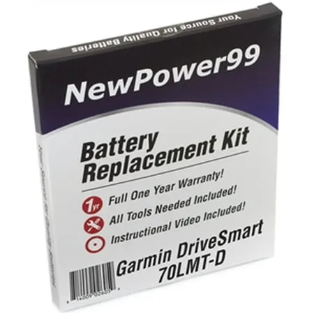 Garmin DriveSmart 70LMT-D Battery Replacement Kit with Tools Video Instructions Extended Life Battery and Full One Year Warranty