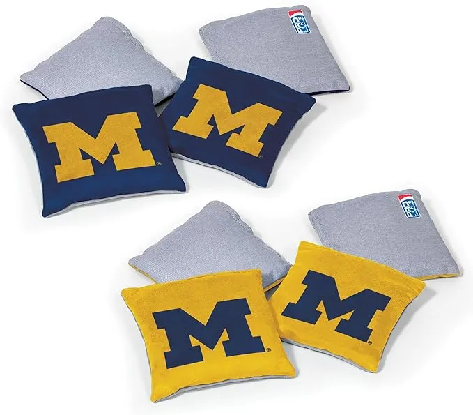 NCAA College Dual Sided Bean Bags by Wild Sports, 8 Count, Premium Toss Bags for Cornhole Set - Great for Tailgates, Outdoors, Backyard