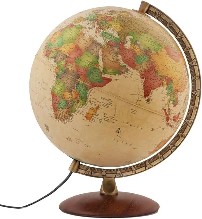 Waypoint Geographic Como Globe, 12" Illuminated Antique Ocean-Style Globe, Up-to-Date Globe, Reference Globe, Decorative World Globe For Home and Office Decor