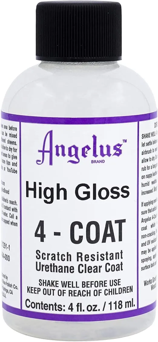 Angelus 4-Coat Leather Clear Coat Finisher High Gloss 4oz- Scratch Resistant