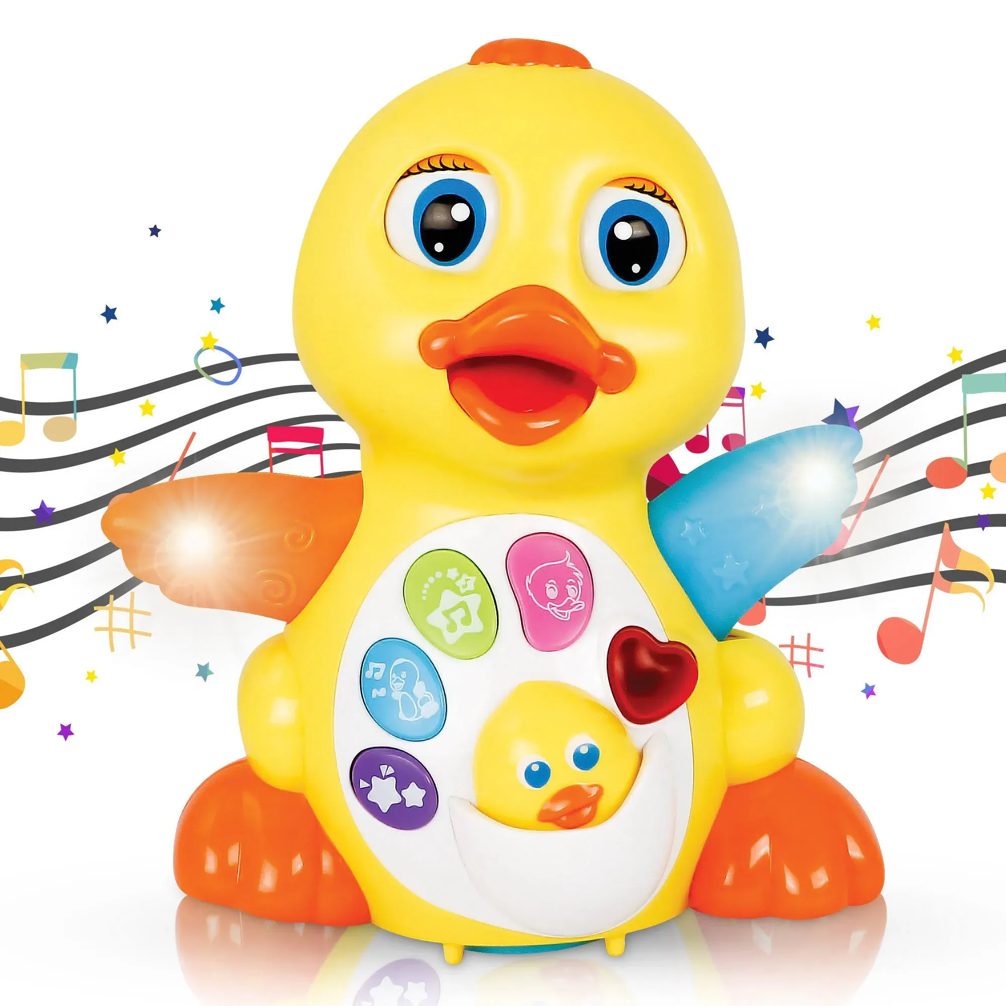 CifToys Light Up Duck Toy, Musical Baby Toys, Walking Flapping Dancing Duck Toys for 3 2 1 Year Old Gifts, Toddler Toys- Dancing, Singing, Electronic Duck Toy with Lights and Adjustable Sound