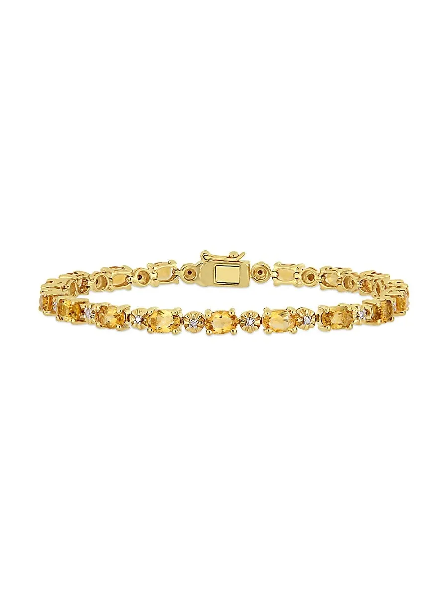 Sonatina Women's Sterling Silver, Citrine & Diamond Tennis Bracelet