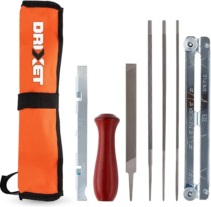 Drixet Chainsaw Sharpener & Filing Kit Includes 5/32" 3/16" 7/32 inch Round