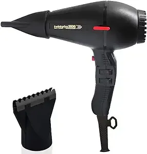 Turbo Power TwinTurbo 3800 Ceramic & Ionic Eco Friendly Black Hair Dryer and M Hair Designs Hot Blow Attachment Black