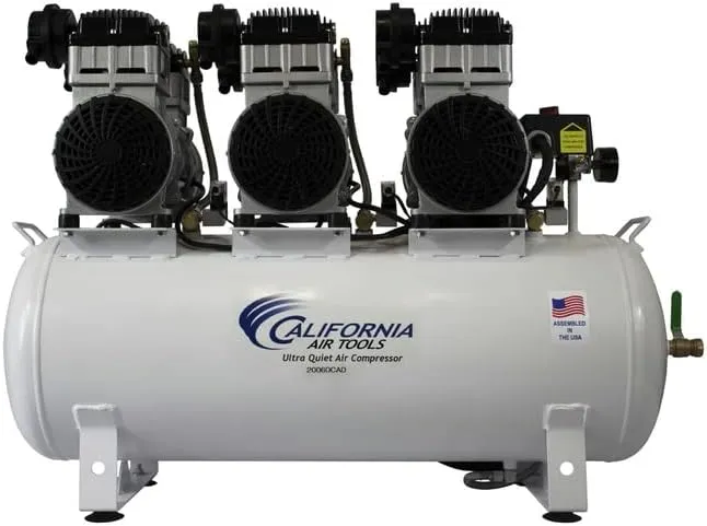 California Air Tools 20060CAD Ultra Quiet & Oil-Free, 6 HP 20 Gal. Tank w/Auto ...