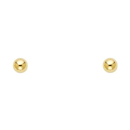 FB Jewels 14K Yellow Gold 5mm Screw Back Ball Womens Stud Earrings