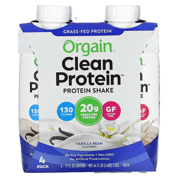 Orgain Clean Grass-Fed Protein Shake - Creamy Chocolate Fudge - 12ct