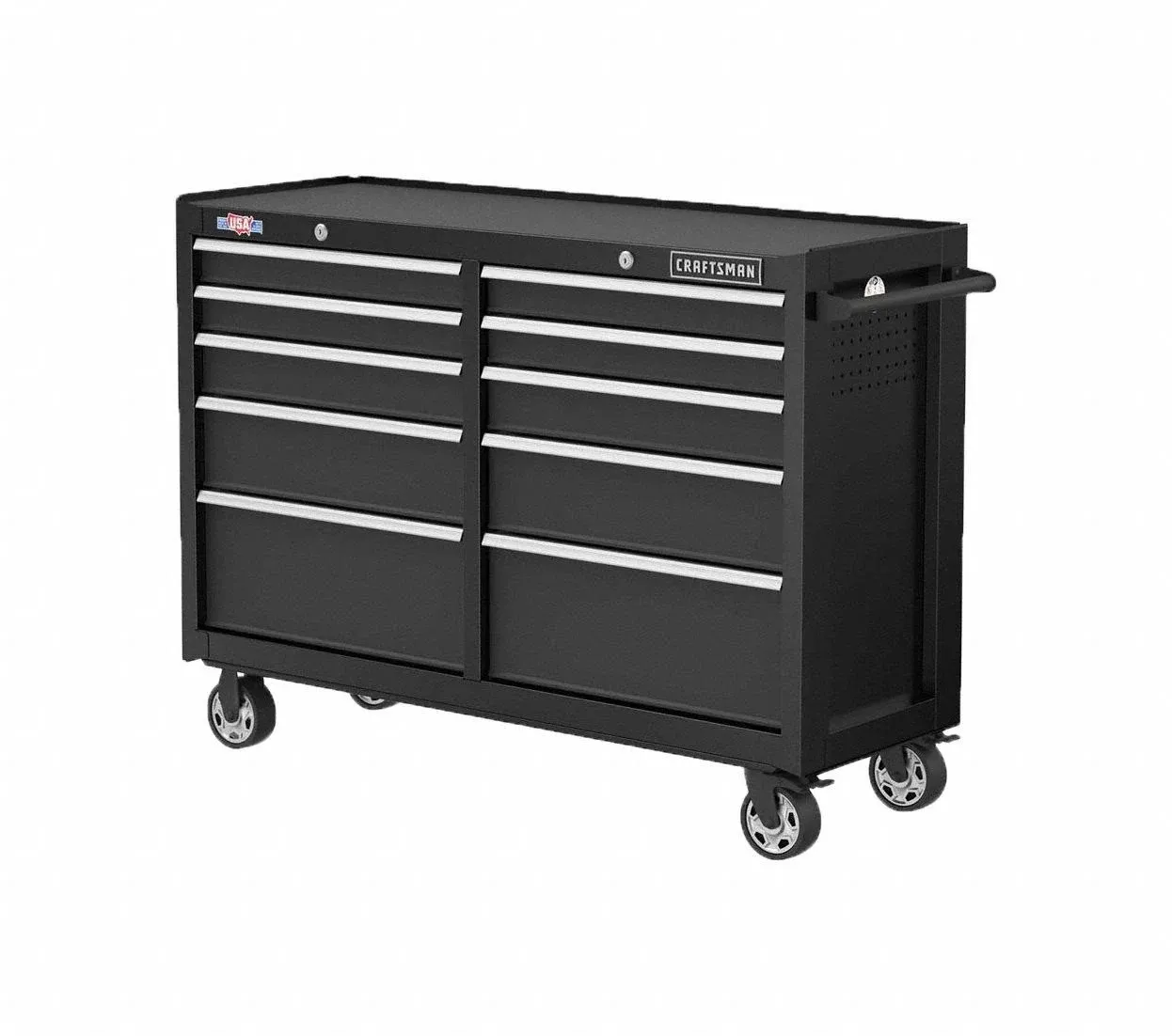 CRAFTSMAN Tool Chest with Wheels, 52" Width, 10-Drawer Rolling Tool Cabinet with Organization Trays and Paper Towel Holder, Black (CMST352102BK)