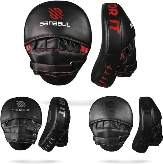 Sanabul Essential Curved Punching Mitts for Boxing Strike Pads & MMA Boxing Mitts Punch Focus Mitts Boxing Coaching Gear