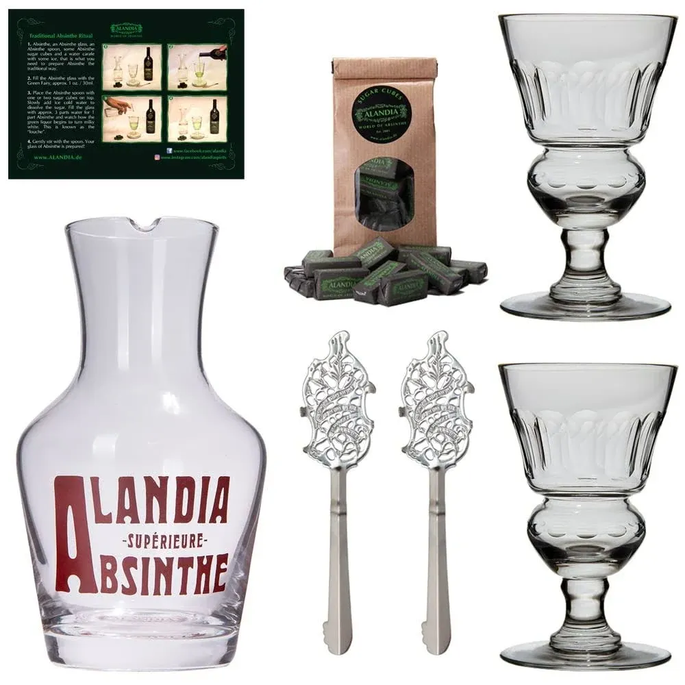 Absinthe Carafe Set with Glasses & Spoons | Mouth-blown Glass | Classic Design  | eBay