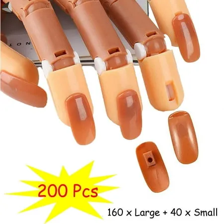 Practice Hand for Acrylic Nails,100 Pcs Nail Tips Flexible Training Hand Professional Nail Art Hand Tools Adjustable False Finger Nails for DIY Nail Manicure