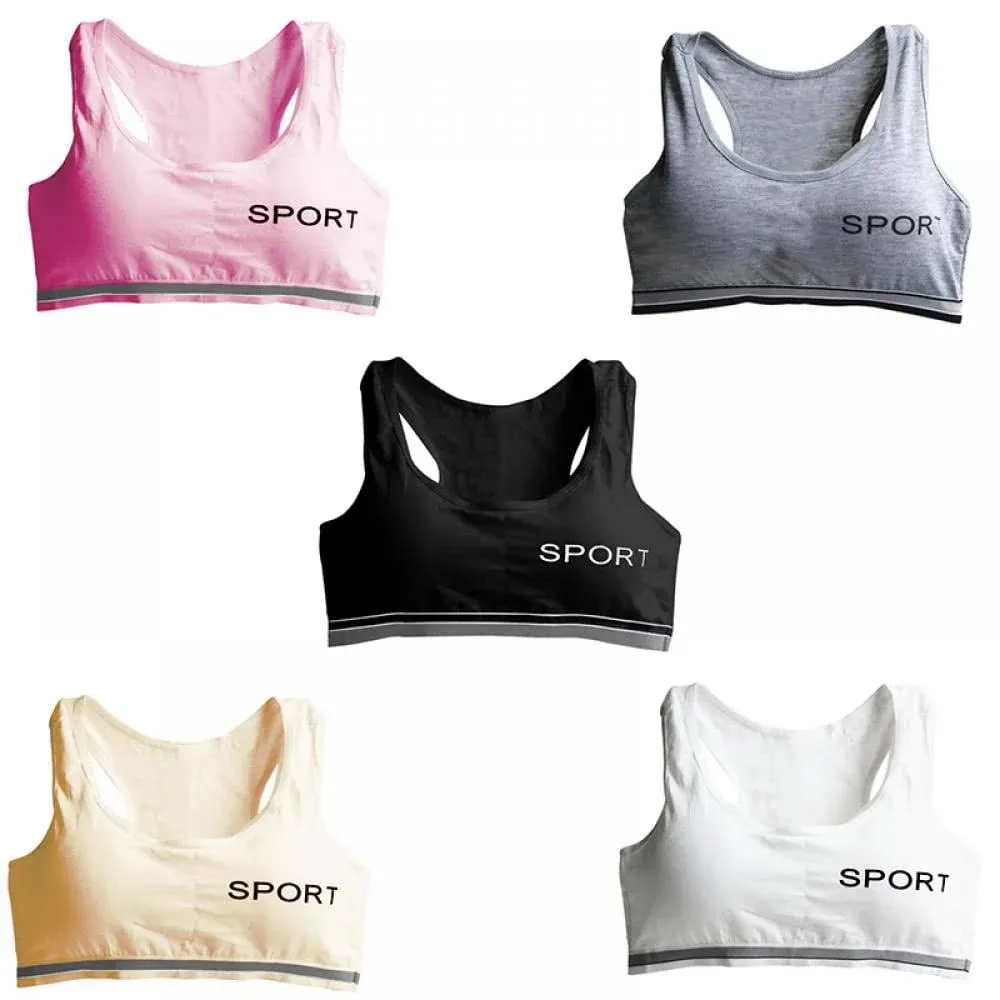 Big Girls' Sports Bra with Breathable Pads Teens Cotton Training Bras