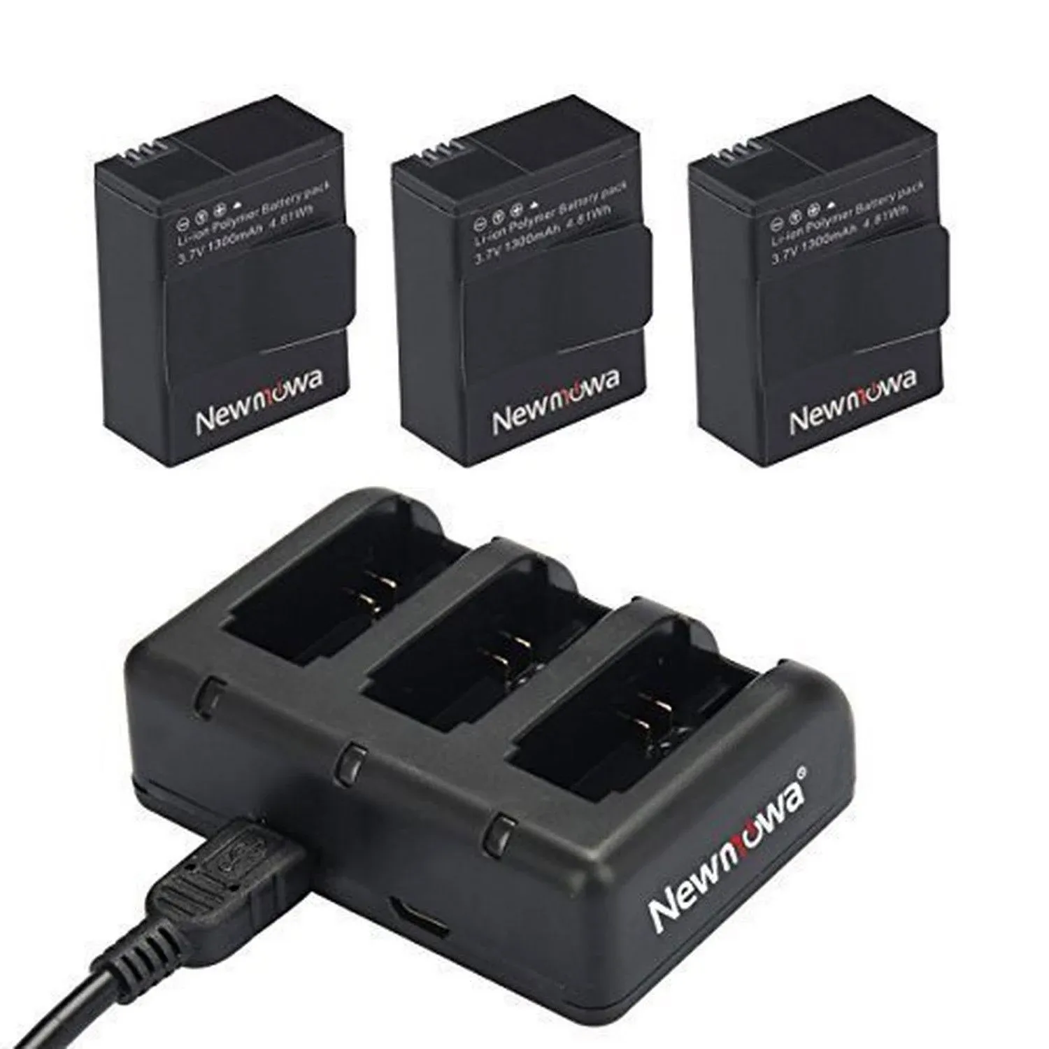 Newmowa 1300mAh Rechargeable AHDBT 302 Battery 3 Pack and Rapid 3 Channel Charger ...