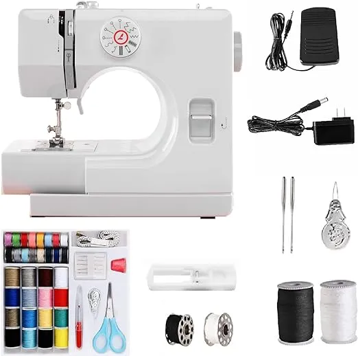 Sewing Machine,Mini Sewing Machine for Beginners,Sewing Machines with Reverse Sewing and 12 Built-in Stitches,with Foot Pedal & 42PC Sewing Kit(White)