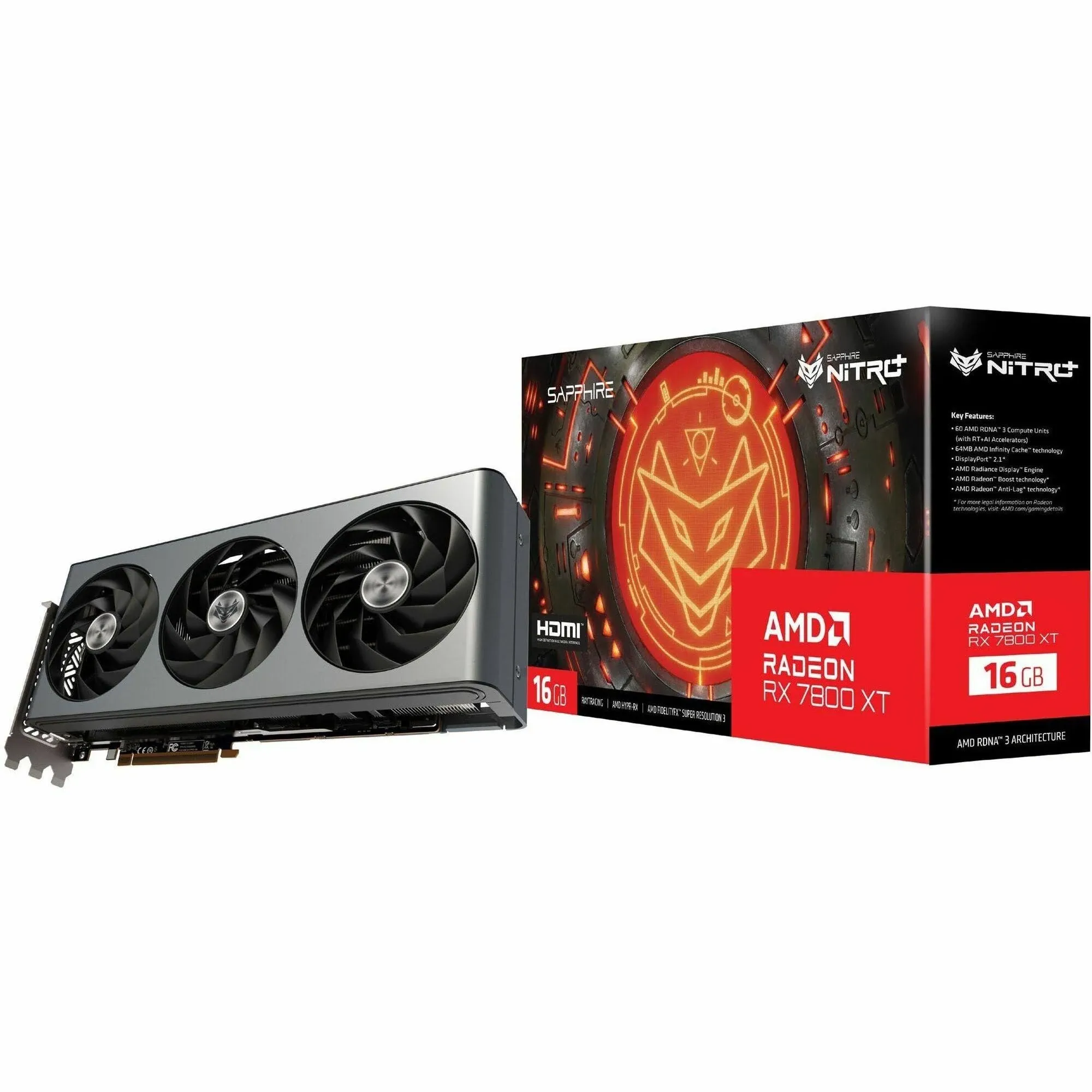 Carte graphique de jeu Sapphire 11330-01-20G Nitro+ AMD Radeon RX 7800 XT avec 16 Go de mémoire GDDR6, AMD RDNA 3