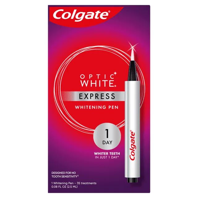 Colgate Optic White Express Teeth Whitening Pen with 35 Treatments, Enamel Safe, Designed for No Tooth Sensitivity, 0.08 oz