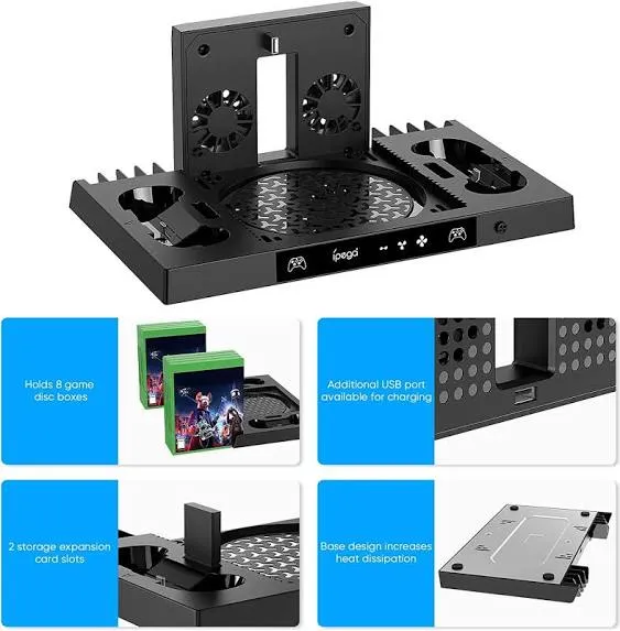 FYOUNG Xbox Series S Cooling Stand with Adjustable Fan Speed, Dual Charger, and 2 Rechargeable Battery Packs