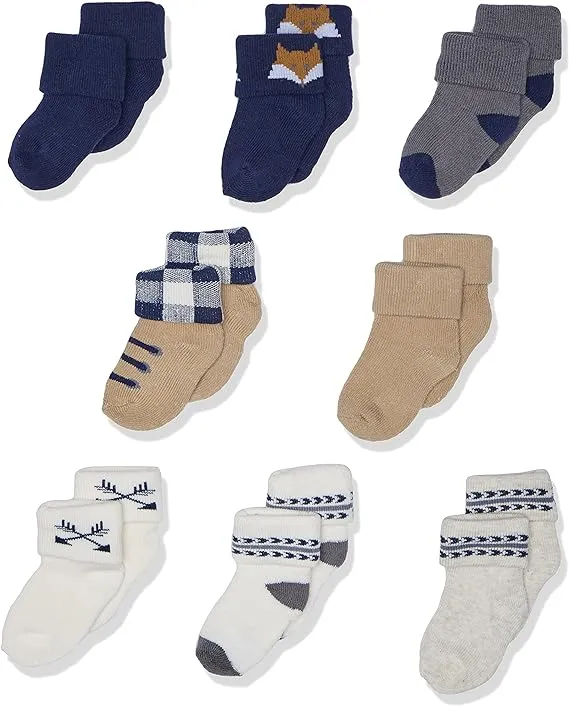 Hudson Baby Infant Boy Cotton Rich Newborn and Terry Socks  Forest  6-12 Months