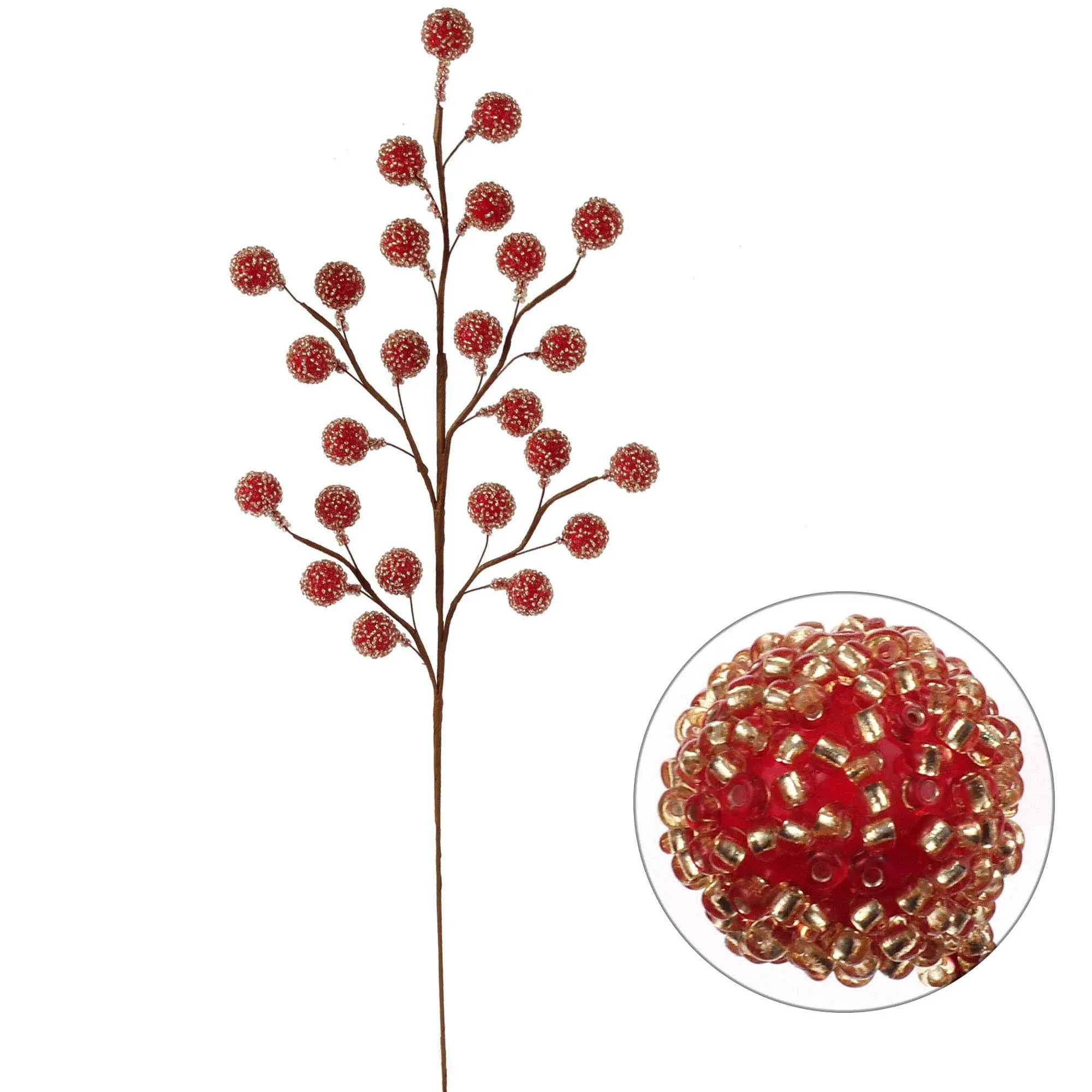 17" Beaded Berry Spray 1DZ Red - Traditional - Christmas Decorations - by AT HOME FLORAL | Houzz