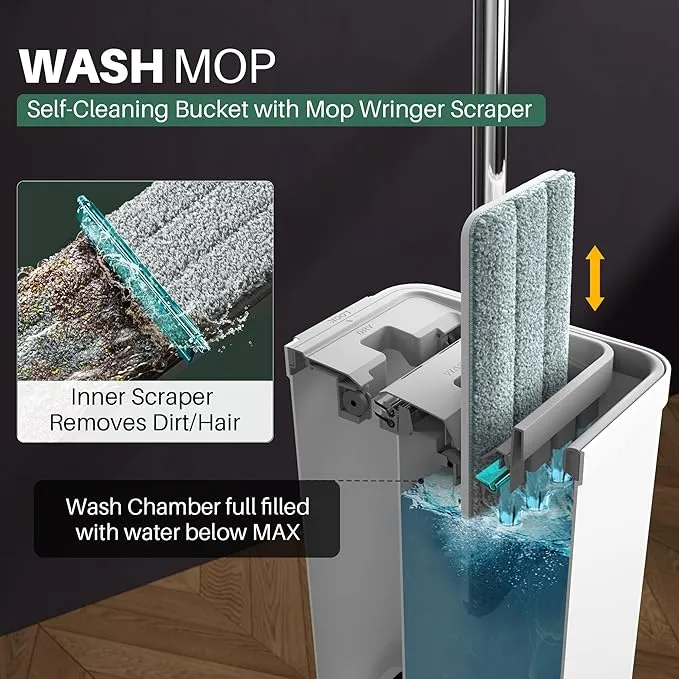 JOYMOOP Mop and Bucket with Wringer Set for Home, Flat Mop and Bucket System