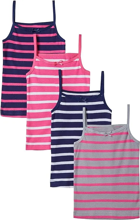 Sportoli Girls Ultra Soft 100% Cotton Tank Top Tagless Cami Undershirts (4 Pack)