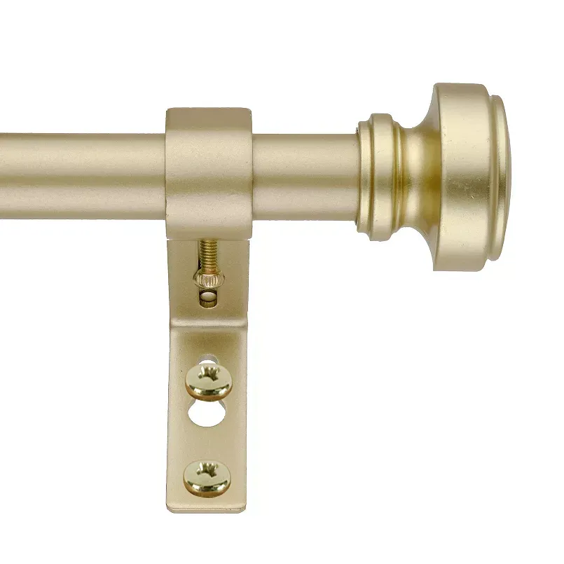 Decopolitan 3/4" Knob Curtain Rod, 18 to 36 Inches, Antique Brass