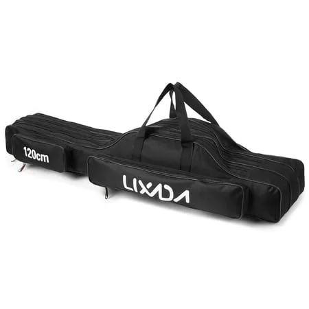 Lixada 3 Layers Fishing Pole Bag Portable Folding Rod Carry Case Fishing Reel Tackle Storage Bag Case