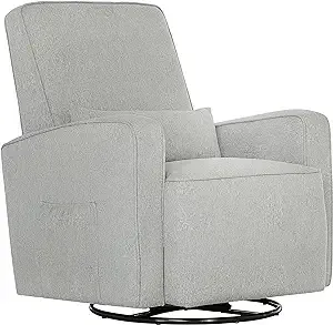 Évolur Holland Upholstered Swivel Glider And Ottoman | Rocker I Included Ottoman And Bonus Lumbar Pillow I Modern Design - Dream On Me 613-HARBOR