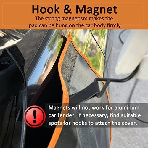 3-Piece Automotive Magnetic Fender Cover for Mechanics, Fender Protector with Stong Magnetic and Hook for SUV/Sedan/Trucks etc - Size L