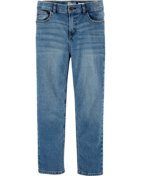 Kid Boys Medium Blue Wash Straight-Leg Jeans 4R Oshkosh B'gosh Natural Indigo Wash