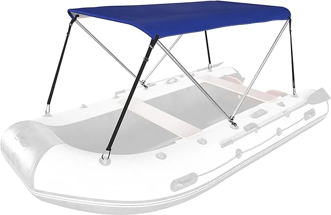 DoCred Foldable Bimini Top Boat Cover Canopy Cover 2Bow Bimini Top (63" L 39‘’-55‘’ W 43.3" H), Suitable for Boats of 3.2-4.5 FT