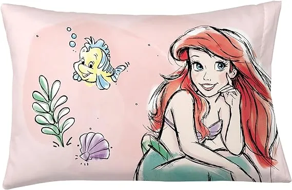 Disney Little Mermaid Ariel Beauty Silky Satin Standard Pillowcase Cover 20x30 for Hair and Skin, (Official) Disney Product by Franco