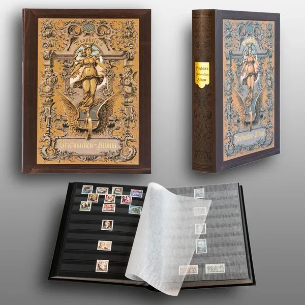 Prophila Stamp Collector's Album with 60 Black Pages Stockbook in Heritage Desig