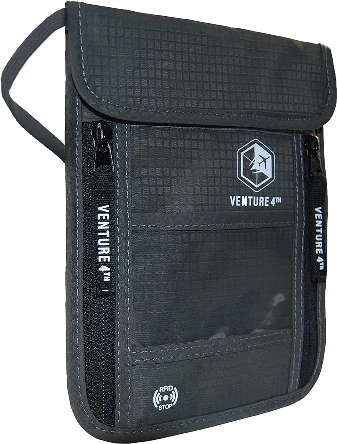 Venture 4th Travel Neck Pouch with RFID Blocking - Travel Wallet Passport Holder